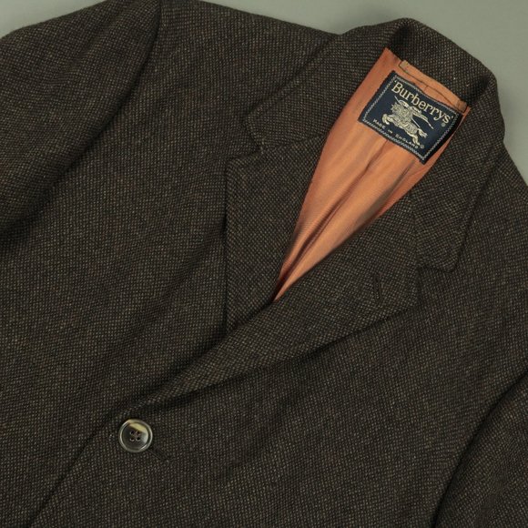 Antique 1950s Burberrys Full Tweed Wool Trench Coat Size 44